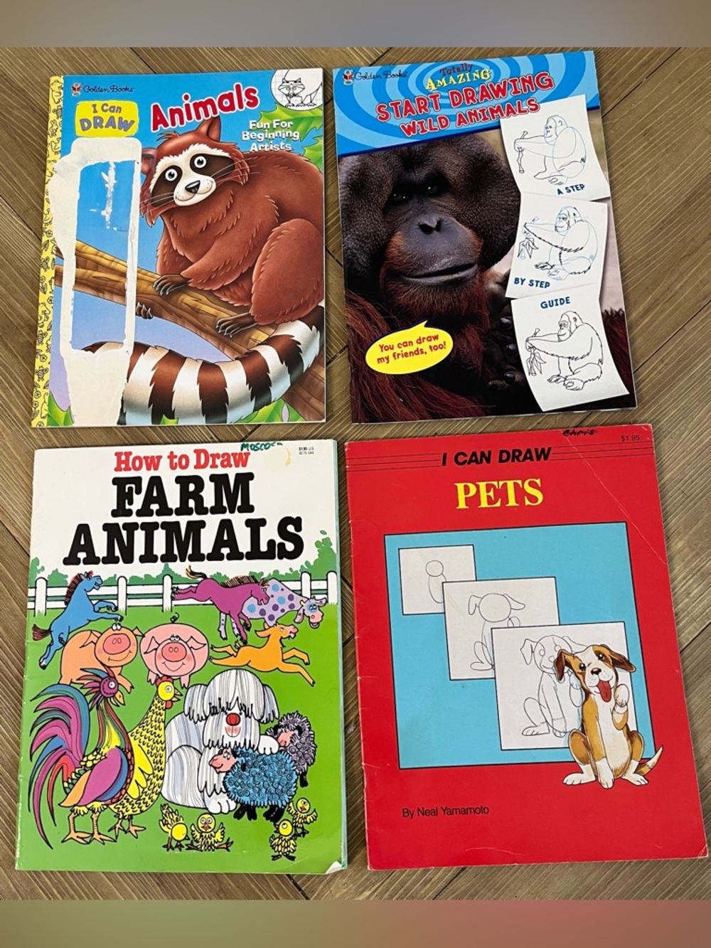 (4) I Can Draw Animals Books - Step by Step Illustrations
